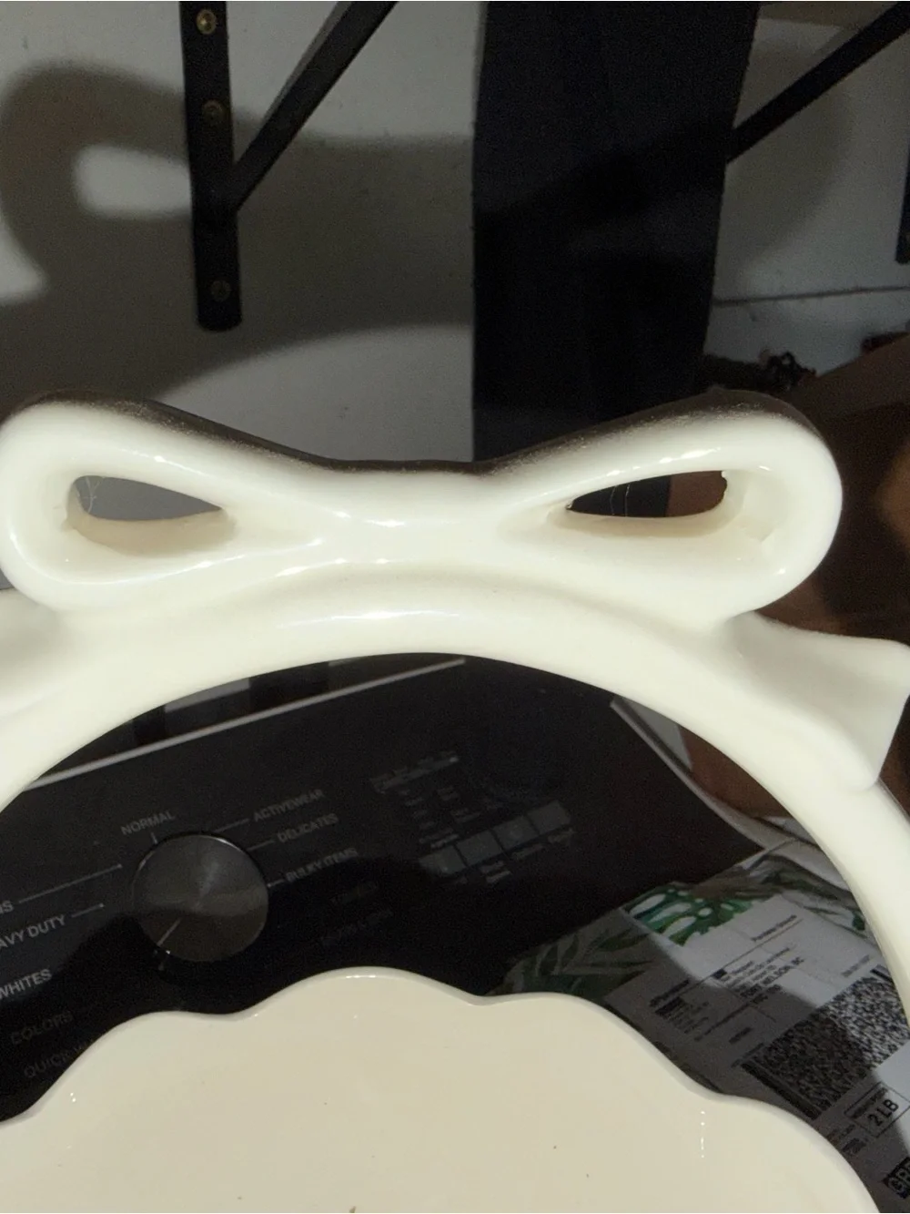 Rae Dunn Ceramic "Happy Easter" Basket with Bow Handle - Picture 3 of 4